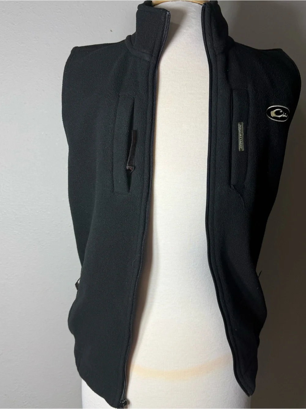 Drake Black Fleece Vest with Stand Collar